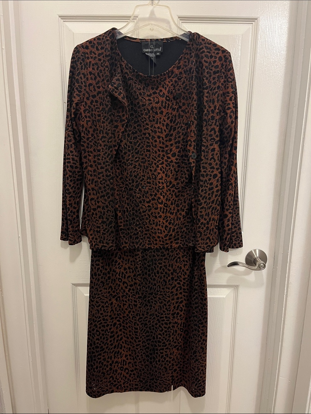 Carole Little Brown and Black Leopard Print Skirt Set